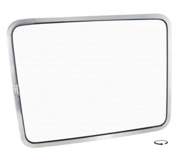 Ausstellfensterrahmen seitliche Ausstellfenster Rahmen aluminium poliert inkl. Glas Scheibe VW Bus T1 Bus 1950-08.67 221847105A 221845305A